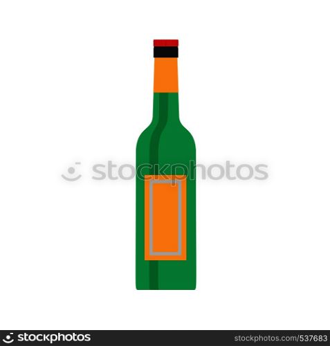 Beer bottle green vector symbol glass. Food alcohol flat icon front view