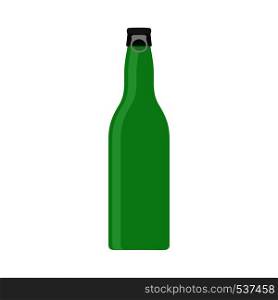 Beer bottle green vector symbol glass. Food alcohol flat icon front view drink. Pictogram pub party shop