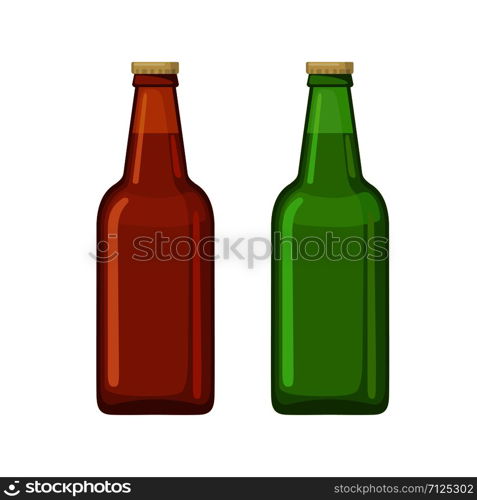 Beer bottle icons in two color variations in flat style isolated on white background. Vector illustration.. Beer bottle icons in flat style isolated on white.