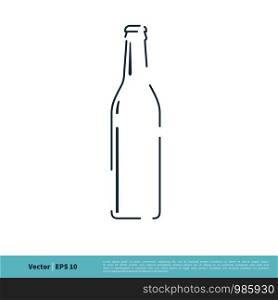 Beer Bottle Line Art Icon Vector Logo Template Illustration Design. Vector EPS 10.