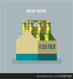 Beer bottles, a six pack, vector illustration.