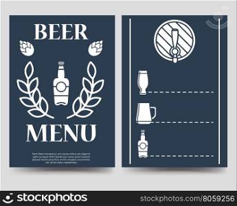 Beer brochure flyer template. Beer brochure flyer template. Beer menu vector design A5