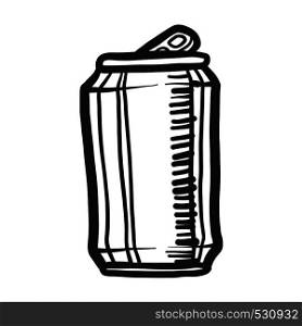 Beer can icon. Hand drawn illustration of beer can vector icon for web design. Beer can icon, hand drawn style