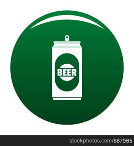 Beer can icon. Simple illustration of beer can vector icon for any design green. Beer can icon vector green
