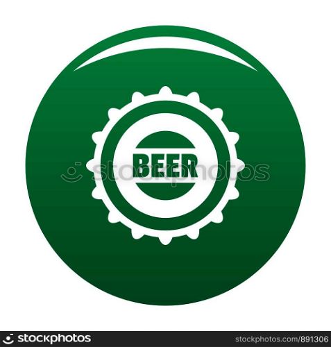 Beer cap icon. Simple illustration of beer cap vector icon for any design green. Beer cap icon vector green