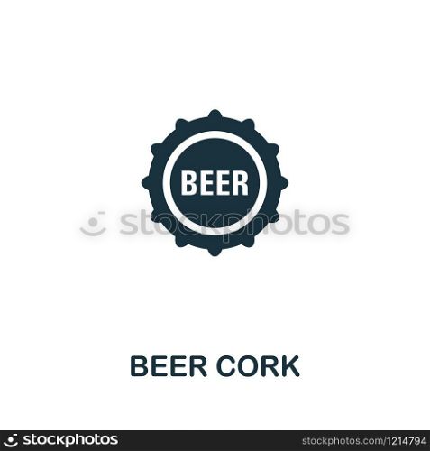 Beer Cork icon vector illustration. Creative sign from oktoberfest icons collection. Filled flat Beer Cork icon for computer and mobile. Symbol, logo vector graphics.. Beer Cork vector icon symbol. Creative sign from oktoberfest icons collection. Filled flat Beer Cork icon for computer and mobile