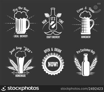 Beer craft labels. Alcohol homemade, brewery production, badge bottle, vector illustration. Beer craft labels