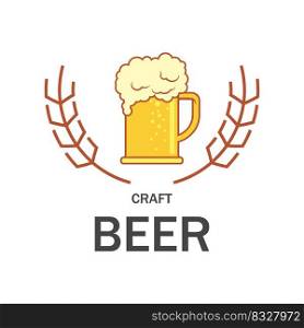 Beer craft logo vector illustration flat design template