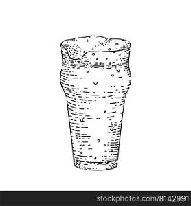 beer cup hand drawn vector. glass pint, drink mug, alcohol bar, lager pub foam, draft party beer cup sketch. isolated black illustration. beer cup sketch hand drawn vector