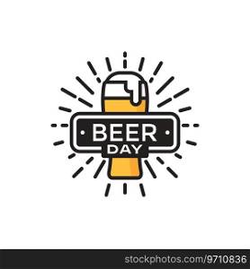 Beer Day logo. Vintage retro line badge, banner, poster