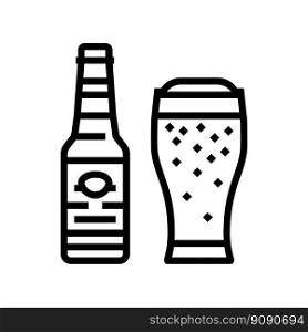 beer drink bottle line icon vector. beer drink bottle sign. isolated contour symbol black illustration. beer drink bottle line icon vector illustration