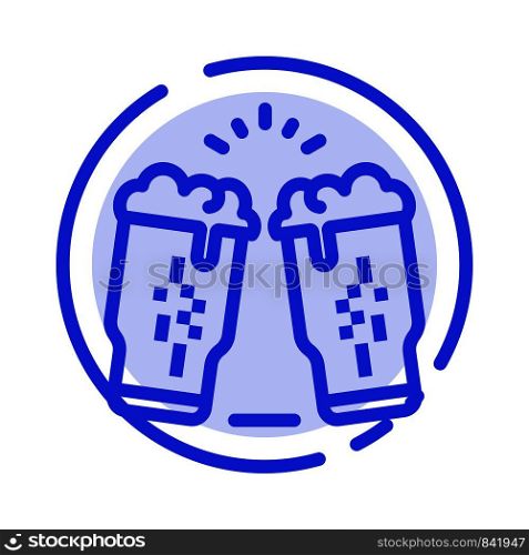 Beer, Drink, Wine, Glass, Ireland Blue Dotted Line Line Icon