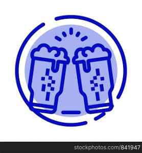 Beer, Drink, Wine, Glass, Ireland Blue Dotted Line Line Icon