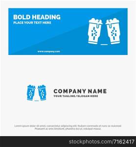 Beer, Drink, Wine, Glass, Ireland SOlid Icon Website Banner and Business Logo Template