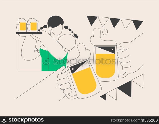 Beer fest abstract concept vector illustration. Street brewing, beer and music festival, outdoor fun, craft drink, street party, social event, enjoy entertainment abstract metaphor.. Beer fest abstract concept vector illustration.