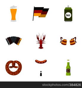 Beer fest icons set. Flat illustration of 9 beer fest vector icons for web. Beer fest icons set, flat style