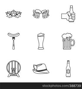 Beer fest icons set. Outline illustration of 9 beer fest vector icons for web. Beer fest icons set, outline style