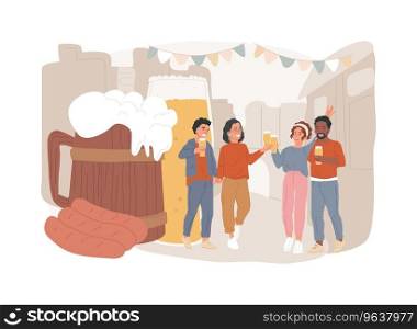 Beer fest isolated concept vector illustration. Street brewing, beer and music festival, outdoor fun, craft drink, street party, social event, enjoy entertainment vector concept.. Beer fest isolated concept vector illustration.