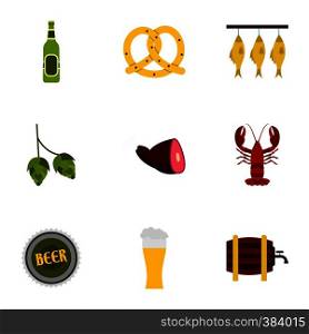 Beer festival icons set. Flat illustration of 9 beer festival vector icons for web. Beer festival icons set, flat style