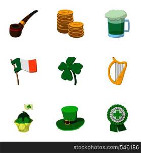 Beer festival Saint Patrick day icons set. Cartoon illustration of 9 beer festival Saint Patrick day vector icons for web. Beer festival Saint Patrick day icons set