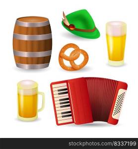 Beer festival symbols in Germany. Collection for Oktoberfest. Can be used for topics like Bavarian culture, party, national celebration