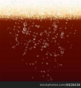 Beer Foam Background. Light Bright, Bubble And Liquid. Vector Illustration. Beer Background Texture With Foam And Vubbles. Macro Of Frefreshing Beer.