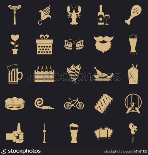 Beer get together icons set. Simple set of 25 beer get together vector icons for web for any design. Beer get together icons set, simple style