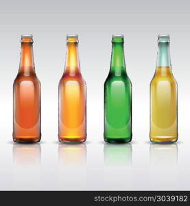 Beer glass bottle vector set isolated on white. Beer glass bottle vector set isolated on white. Alcohol beverage lager and dark beer illustration