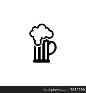 Beer Glass. Flat Vector Icon. Simple black symbol on white background. Beer Glass Flat Vector Icon