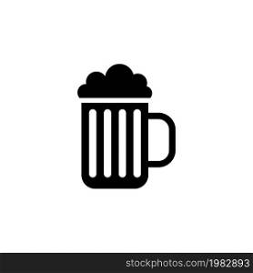 Beer Glass. Flat Vector Icon. Simple black symbol on white background. Beer Glass Flat Vector Icon
