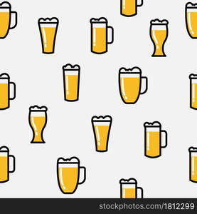 Beer glass icon seamless background pattern, vector illustration