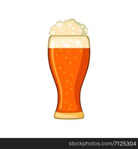 Beer glass in flat style isolated on white background. Vector illustration.. Beer glass in flat style isolated on white background.