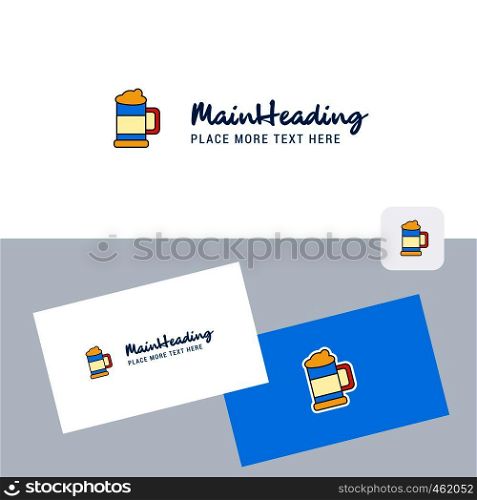 Beer glass vector logotype with business card template. Elegant corporate identity. - Vector