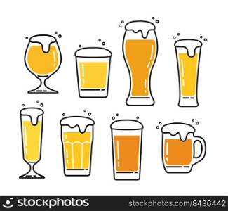 beer glassware icon set vector illustration