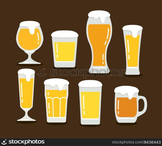 beer glassware icon set vector illustration