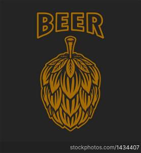 Beer hop illustration on white background. Design element for logo, label, emblem, sign. Vector illustration