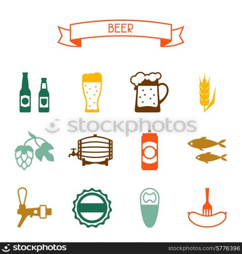 Beer icon and objects set for design.. Beer icon and objects set for design