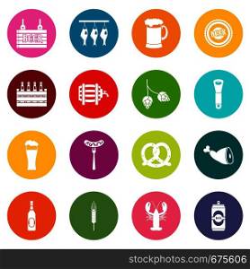 Beer icons many colors set isolated on white for digital marketing. Beer icons many colors set