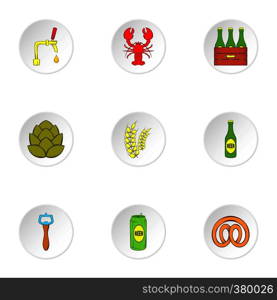 Beer icons set. Cartoon illustration of 9 beer vector icons for web. Beer icons set, cartoon style