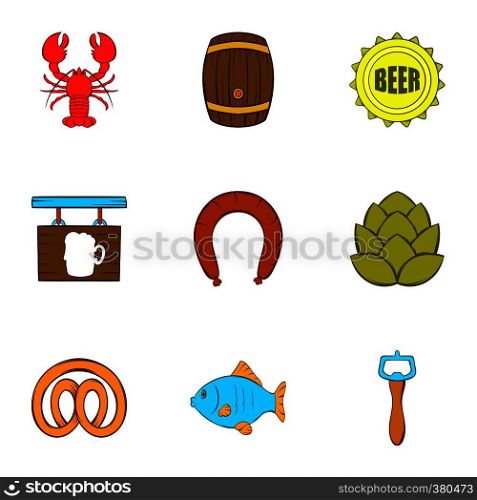 Beer icons set. Cartoon illustration of 9 beer vector icons for web. Beer icons set, cartoon style