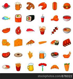 Beer icons set. Cartoon style of 36 beer vector icons for web isolated on white background. Beer icons set, cartoon style