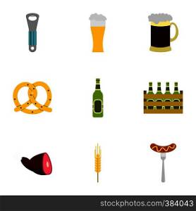 Beer icons set. Flat illustration of 9 beer vector icons for web. Beer icons set, flat style