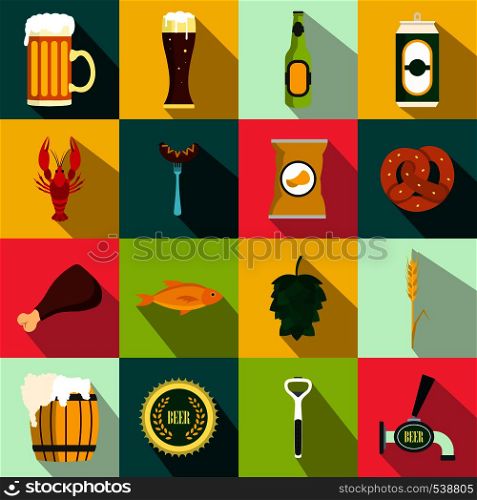 Beer icons set in flat style for any design. Beer icons set, flat style