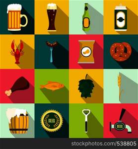Beer icons set in flat style for any design. Beer icons set, flat style