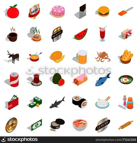Beer icons set. Isometric style of 36 beer vector icons for web isolated on white background. Beer icons set, isometric style