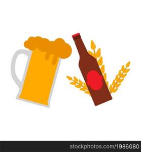 Beer illustration. Isolated minimal good glass drink for friends. White isolated illustration, your mate. On beer beverage day. Lager cold cheers icon neer pub background. Vector design.