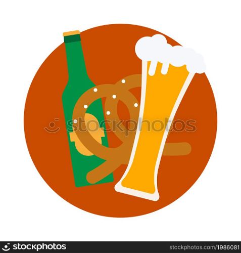 Beer illustration. Isolated minimal good glass drink for friends. White isolated illustration, your mate. On beer beverage day. Lager cold cheers icon neer pub background. Vector design.