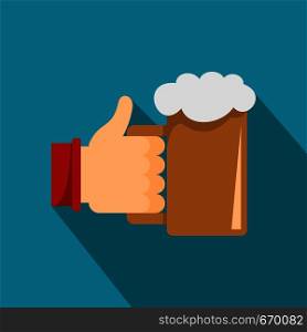 Beer in hand icon. Flat illustration of beer in hand vector icon for web. Beer in hand icon, flat style.