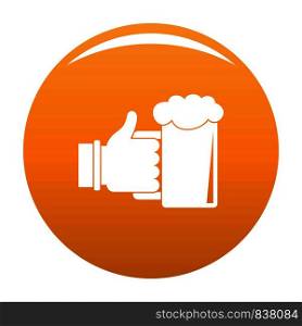 Beer in hand icon. Simple illustration of beer in hand vector icon for any design orange. Beer in hand icon vector orange