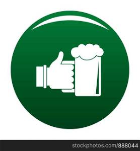 Beer in hand icon. Simple illustration of beer in hand vector icon for any design green. Beer in hand icon vector green
